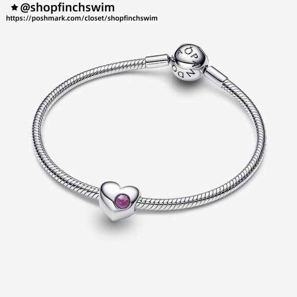 Pandora Engravable Purple Stone Heart Charm - Picture 3 of 6